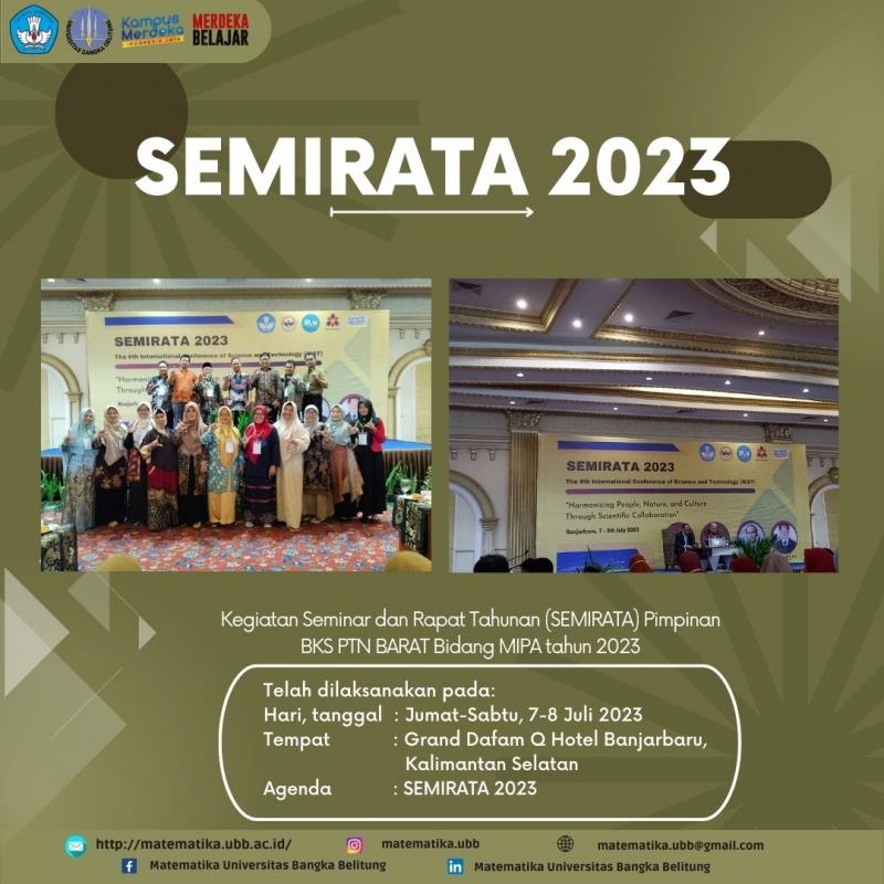 Kegiatan Seminar dan Rapat Tahunan (SEMIRATA) Pimpinan BKS PTN Barat Bidang MIPA Tahun 2023