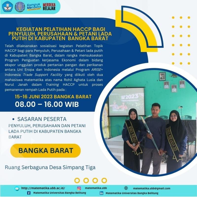Kegiatan Pelatihan Topik HACCP oleh Mahasiswa Matematika