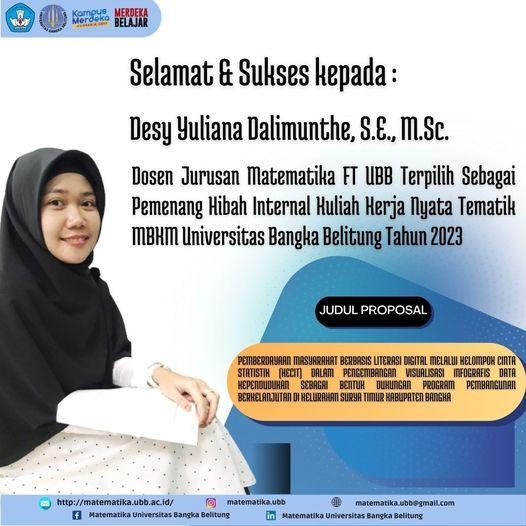 Dosen Matematika UBB Terpilih Sebagai Pemenang Hibah Internal KKN Tematik MBKM UBB Tahun 2023